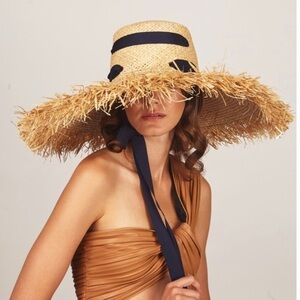 Lola Hats Alpargatas natural straw black trim sun hat